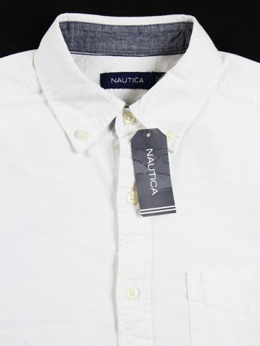 Nautica Mens Shirt S Classic Fit Short Sleeve Button Front Bright White $70 NEW - Picture 3 of 7