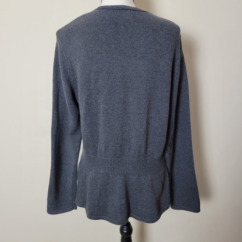 American Living Size XL Gray Cotton Knit Long Sleeve Cardigan Sweater V Neck - Picture 4 of 14