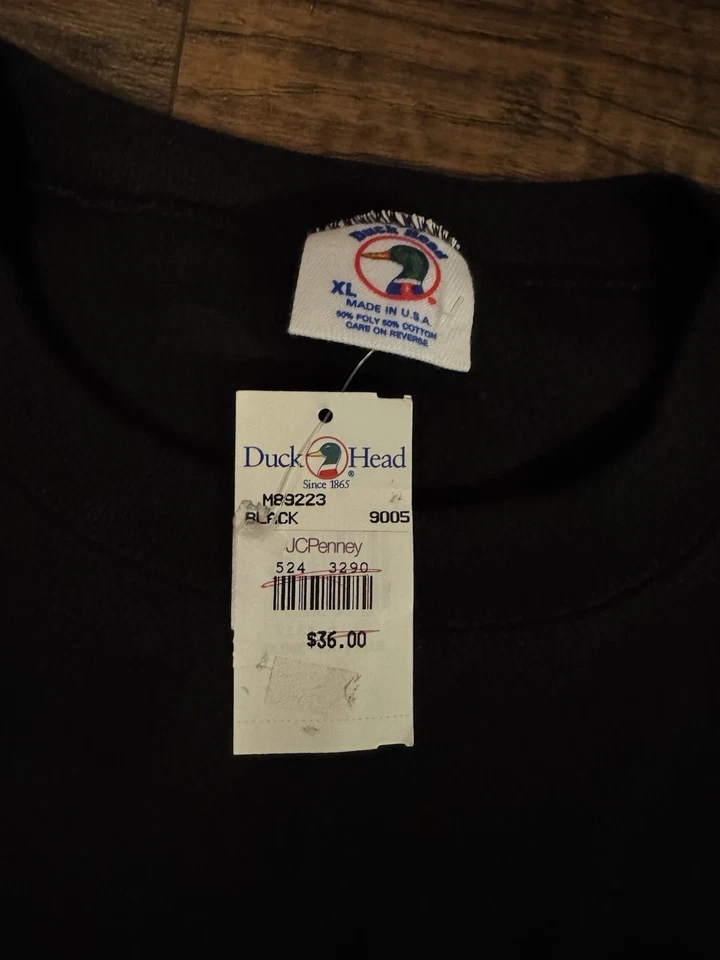 Sudadera de Colección Años 90 Cabeza de Pato Para Hombre Bordada Negra Cuello Redondo Talla:XL Foto 3 de 4