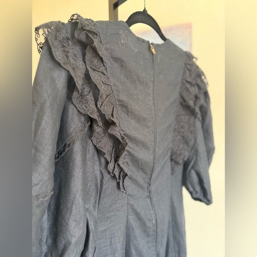 RHODE Women’s Varja Silk Lace and Linen Dress Black Size 4 - Picture 8 of 10