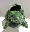 Vintage McCoy Ceramic  Frog Planter Green w/ leaves marked MCM
