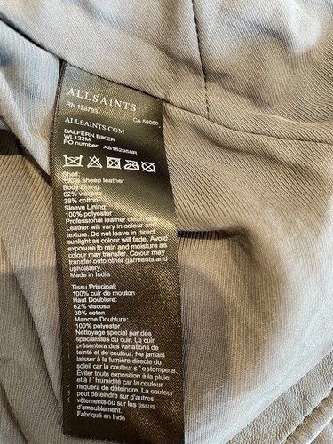 All Saints Balfern Leather Jacket Slate Blue Size 10 - Picture 13 of 14