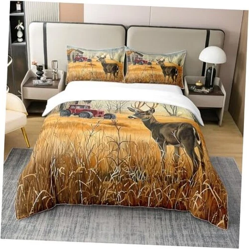  Cute Deer Bedding Cotton Duvet Cover Set for Bedroom Deer Hunting Duvet Cover 