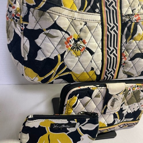 Vera Bradley schwarz und gelb Blumenmuster Schulter dreiteiliges Taschenset - Bild 14 von 15