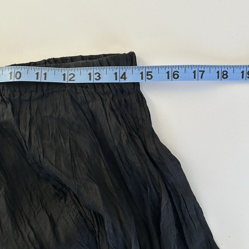 Vtg Express Boho Hippie Y2K 90s Silk Wrinkle Crinkle Maxi Skirt Size M Black - Picture 7 of 8