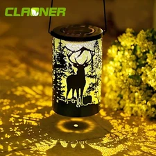 CLAONER Solar Lantern Hanging Light LED Elk Outdoor Garden Lamp Waterproof Decor