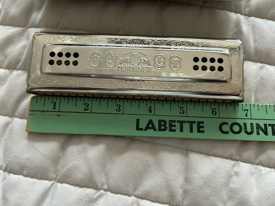 "Arpa eco Hohner vintage con estuche original diseño de doble cara 7"" de largo - bonita" Foto 3 de 4