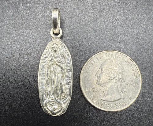 Virgin Mary Virgen de Guadalupe 925 Sterling Silver Pendant 5g.  FREE SHIP! - Bild 7 von 8