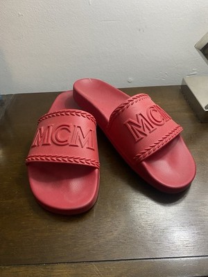 MCM Unisex Big Logo Rubber Slides Red Size 12 Men / 13.5  display picture 1