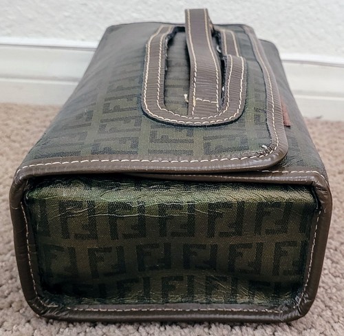 AUTÉNTICO TOCADOR FENDI VINTAGE CUERO ZUCCA MANGO SUPERIOR USADO MARRÓN RARO - Imagen 5 de 15
