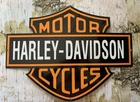 VINTAGE LARGE HARLEY-DAVIDSON MOTORCYCLES GENUINE MOTOR OIL PORCELAIN GAS SIGN