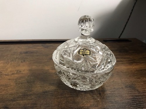Crystal Dish With Lid Made In Yugoslavia 24% Lead - Picture 8 of 10