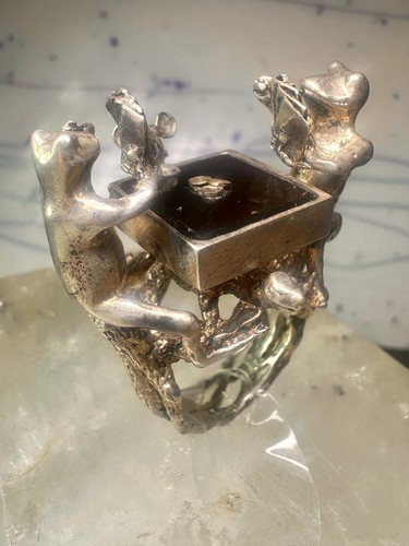 Frosch Ring Frösche Glücksspiel Poker Karten Schildkröte Baum Maus Gr. 6,75 Sterling Silber - Bild 2 von 14