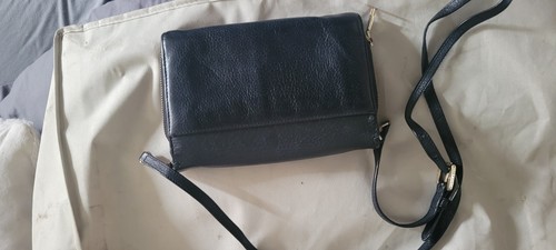 Tori Burch leather Crossbody Bag Purse Thea Flat Wallet Black NWT - Picture 2 of 7