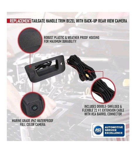 Replacement Tailgate Handle Trim Bezel + Backup Rear View Silverado Camera GMC  - Bild 3 von 4