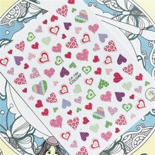 Nail Art 3D Decal Stickers Red Pink Green Hearts Love CA140
