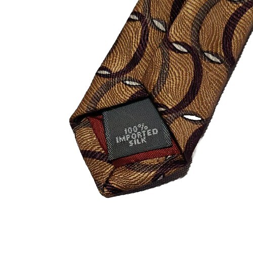 Vintage Milano Uomo 100%silk Made In USA Copper Abstract - Picture 4 of 4