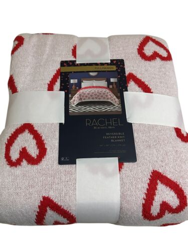 Rachel Roy Red Heart Reversible Knit Blanket QUEEN 90x90 Valentines Day NEW - Picture 4 of 5