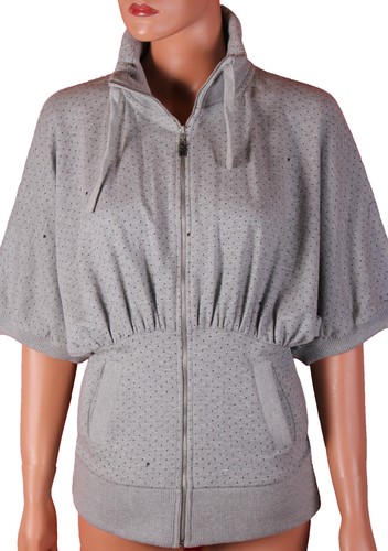 Fenchurch Grey Black Spotted Batwing Fleece Sweatshirt Top Free UK Ship Small - Picture 1 of 3