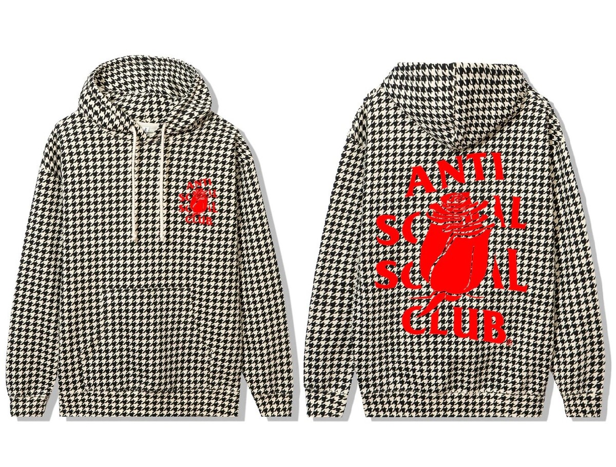 DS Anti Social Social Club Red ASSC Rose Mary Houndstooth Hoodie