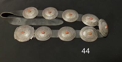 navajo sterling silver concho belt Coral | eBay display picture 1
