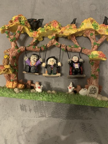 Jaimy Halloween Ghouls On a Swing Graveyard Dracula Witch Frankenstein Vtg Kmart - Picture 4 of 8