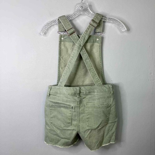 Cat & Jack Paint Splatter Pioneer Sage Green Shortalls Short Overalls Girls' L - Picture 12 of 16