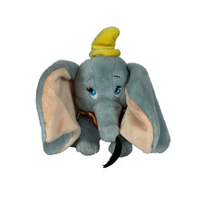 Vintage Walt Disney World Dumbo Plush Stuffed Animal with Feather 12" White Eyes