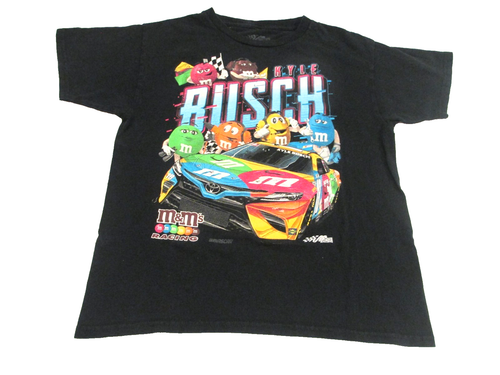 NASCAR Kyle Busch M&M Racing Tee Shirt Youth Large Cotton Black - Picture 2 of 6