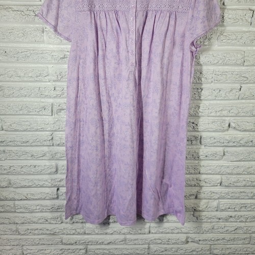 Croft Barrow Damen Nachthemd XL Lavendel Blumen Spitzenbesatz Loungewear leicht - Bild 5 von 11
