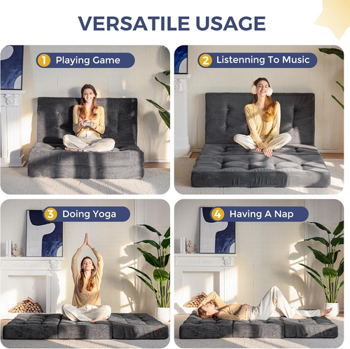 Tri-Fold Mattress, 6 Inch Tufted Folding Mattress Full Foam Bed, Foldable Floor - Picture 3 of 8