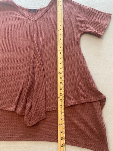 Camicetta shein top donna marrone medio scollo a V manica corta alto orlo basso pullover - Foto 5 di 8
