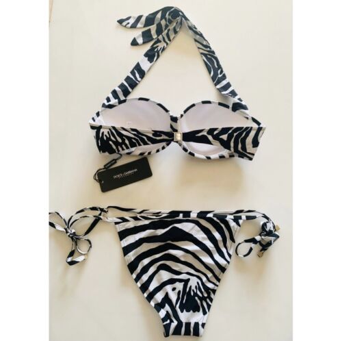 NWT495 GBP DOLCE & GABBANA ZEBRA BLACK WHITE PRIBTED Bikini Swimwear 3IT UK10 M - Picture 2 of 5