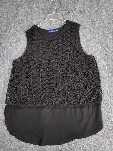 Apt 9 Top Womens Black Crochet Lace Sz XL Oversized Layered Beach Cottagecore - Picture 7 of 9