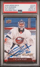 Ilya Sorokin Signed 2020 Upper Deck #C212 UD Canvas Young Guns Rookie PSA 9/10