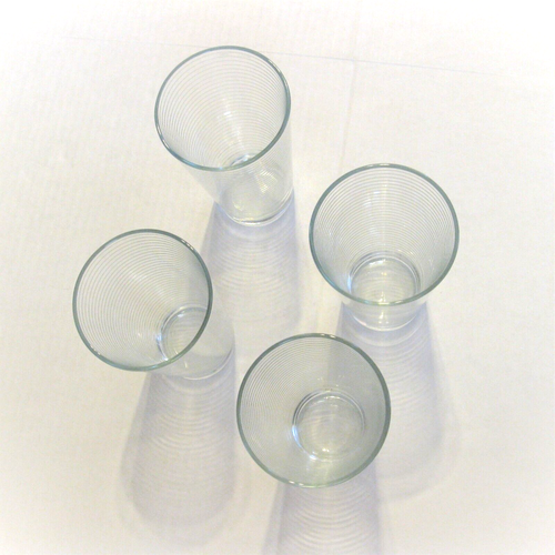 Lot of 4 Horizontal Ribbed Glass Tall Glasses Clear 6" Tall 16 oz - Picture 4 of 6