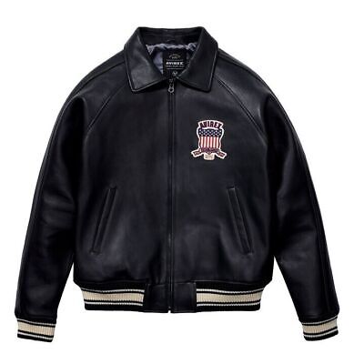 Men's Avirex Real Leather Flight Jacket - Black Bomber Men's Avirex Real Leather Flight Jacket - Black Bomber
