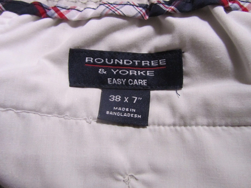 Roundtree & Yorke Men’s Chino Shorts, Beige, Flat Front, Cotton, Size 38, NEW - Picture 4 of 7