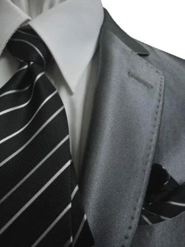 Traje para hombre GIORGIO FIORELLI 2 botones ajuste ceñido brillante plateado liso piel de tiburón  Foto 4 de 4