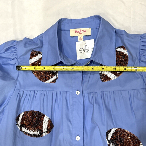 NEU MIT ETIKETT PEACH LOVE CALIFORNIA PAILLETTEN FUSSBALL BABYDOLL BLAU KLEID GRÖSSE S - Bild 3 von 14