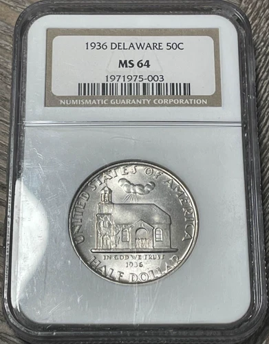 1936 Delaware Commemorative Half Dollar NGC graded MS 64