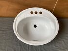 Vtg Nos Oval 19x16 Steel White Porcelain Drop In Bath Sink Old Lavatory 212-23E