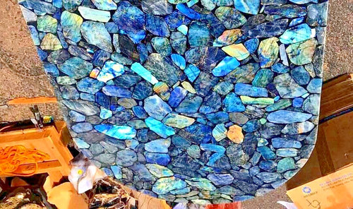 Labradorite Counter Top Table, Agate Stone Coffee Sofa Center Table Top, 36"x24" - Picture 4 of 19