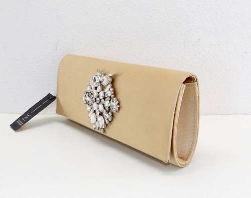 Womens INC I.N.C. International Concepts Nichkole Gold Evening Satin Clutch bag - Picture 7 of 7