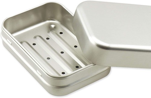 Florex 2er Set Aluminium Seifendose inkl. Abtropfschale 1684 Dose silber 3-teili - Bild 3 von 5