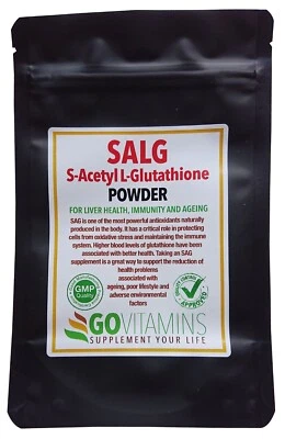 GOVITAMINS S-Acetil L-Glutatión POLVO (forma no reducida) - hígado sano y envejecimiento 98,77%