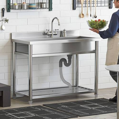 Freistehende Edelstahl Spültisch Gastro 1 Becken (Rechts) 100x50(LxB) Spülbecken - Bild 8 von 9