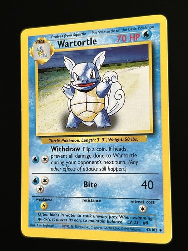 Wartortle Pokemon 1999 Base Set Unlimited Uncommon 42/102 Near Mint - Picture 2 of 5