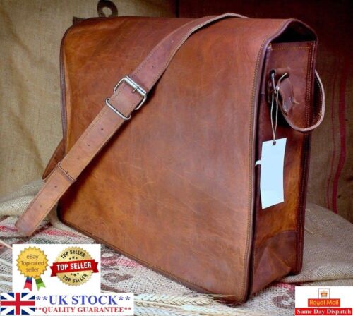 Bag Leather Vintage Men Messenger Shoulder Satchel School S Briefcase Laptop New - Picture 1 of 9