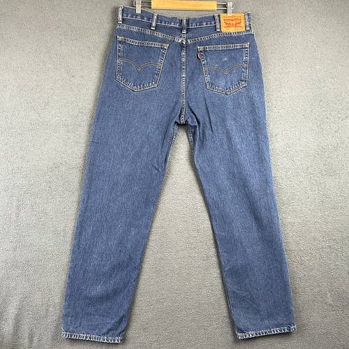 Levis 504 Jeans Mens Size 38 Blue Denim 32 Long Classic Red Tab Zip Retro - Picture 10 of 12